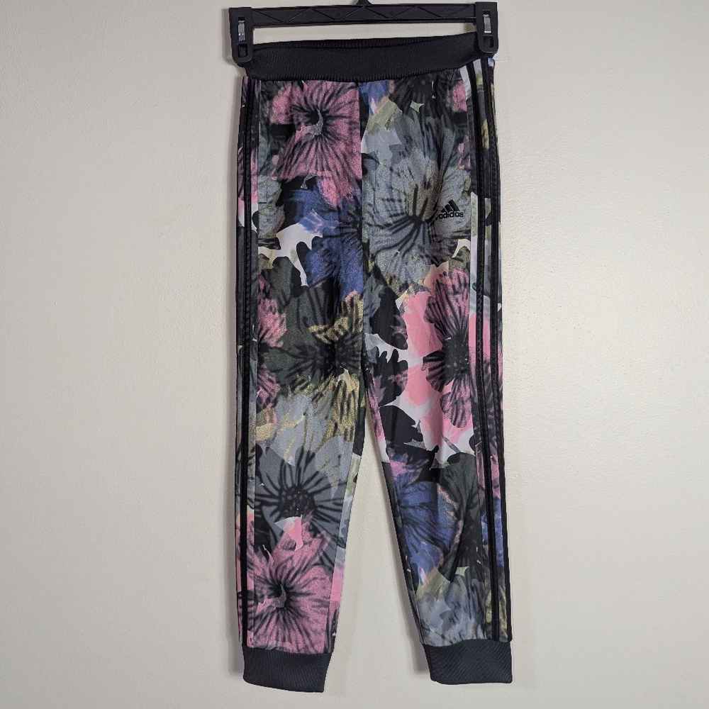 L Adidas Youth Kids Floral Print Jogger Pants